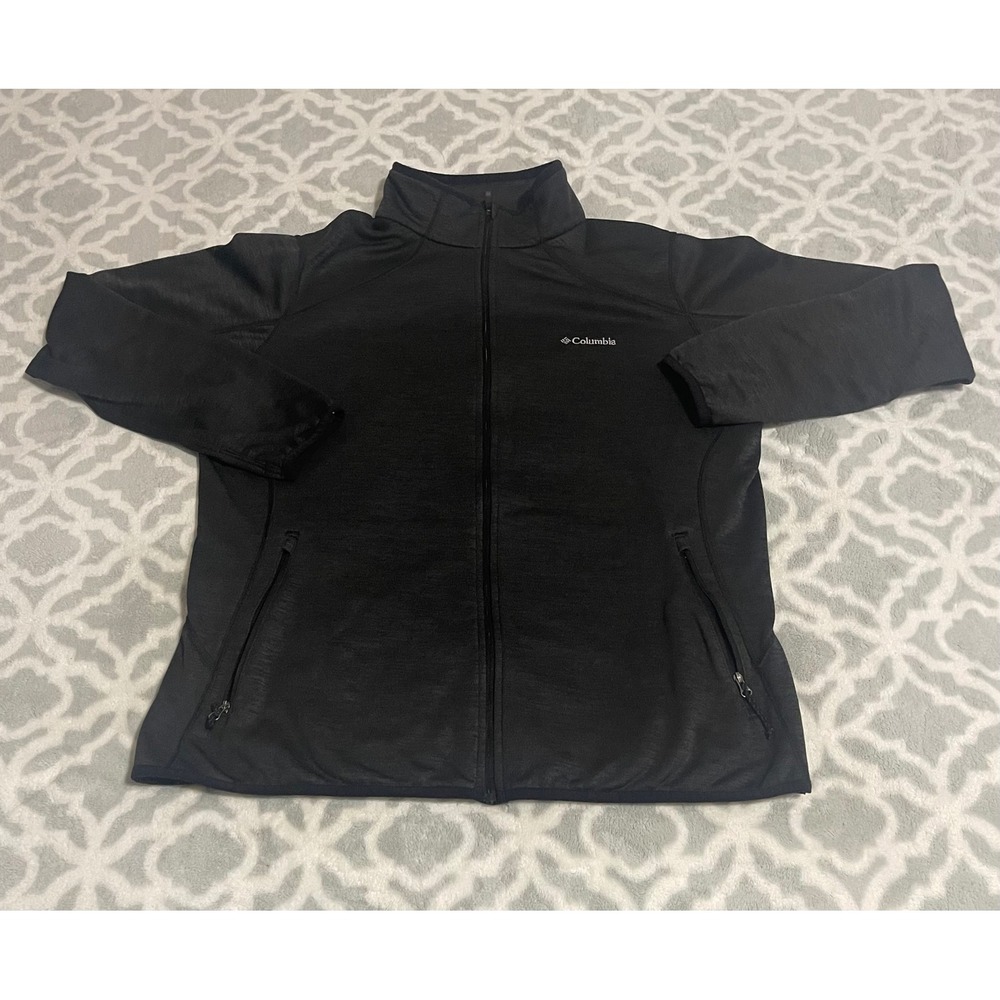 Columbia Womens XL Full Zip Fleece Jacket Charcoal Heather Black Mock Neck XL